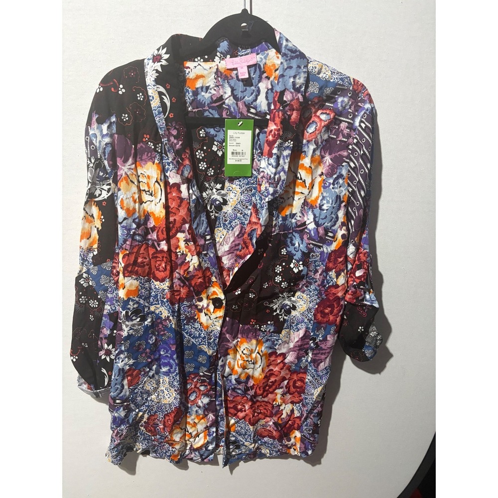 Lilly Pulitzer Anthropologie Resort Paisley Floral Button Up Shirt Medium NWT